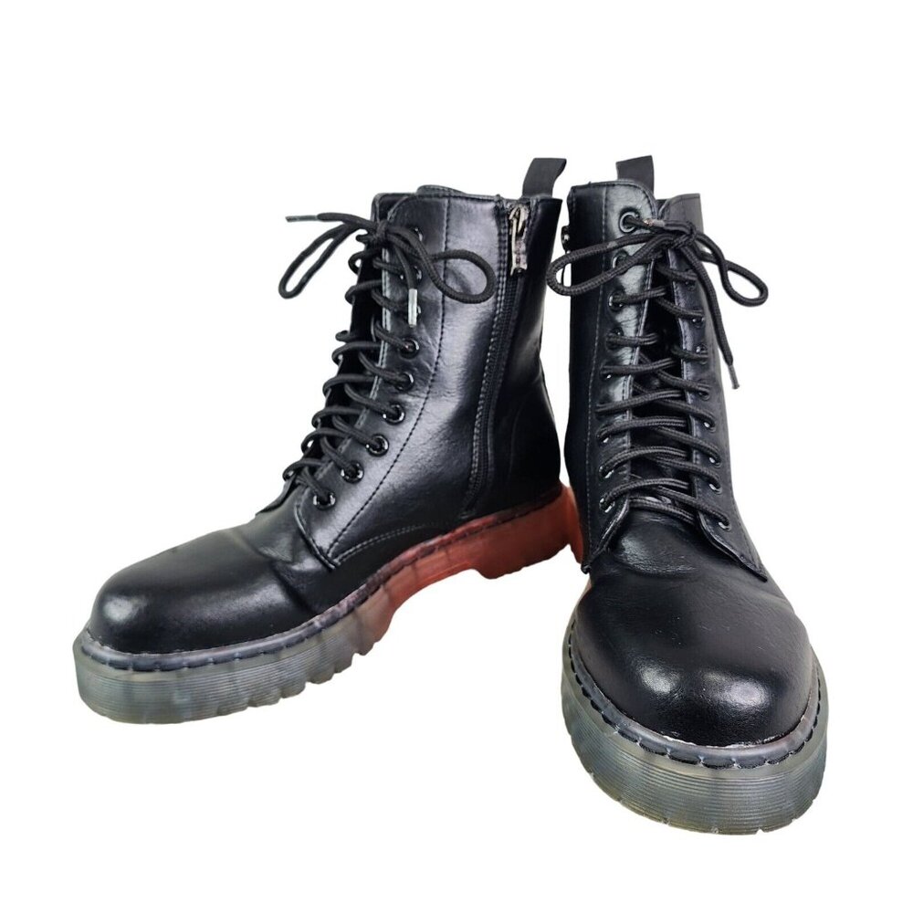 Womens Wanted Martina Combat Lace up Ankle Boots Black Red Blue Soles Size 9
